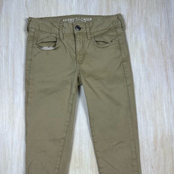 American Eagle Low Rise Super Stretch Tan Jegging Skinny Casual Everyday Jeans 2 - Picture 2 of 12